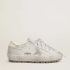 Super-Star Ski da donna in nylon grigio chiaro con stella in pelle metallizzata e linguetta sul tallone