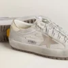 Super-Star Ski da donna in nylon grigio chiaro con stella in pelle metallizzata e linguetta sul tallone