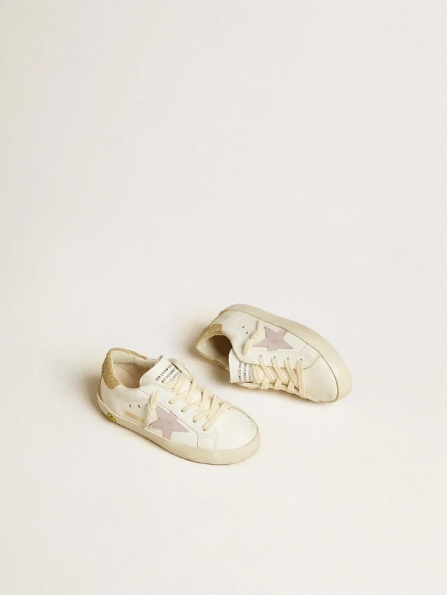 Super-Star Young con stella in pelle lilla e linguetta del tacco glitterata