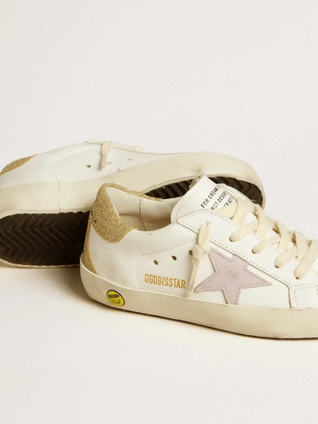 Super-Star Young con stella in pelle lilla e linguetta del tacco glitterata