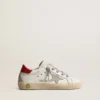 Super-Star Young con stella in pelle scamosciata e linguetta sul tallone in pelle rossa