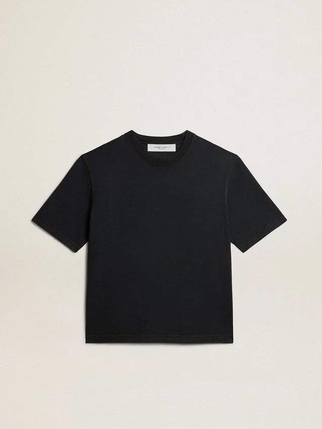 T-shirt in nero lavato con logo rovesciato sul retro - Capsule Jersey