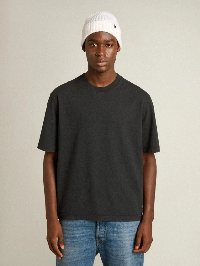 T-shirt in nero lavato con logo rovesciato sul retro - Capsule Jersey