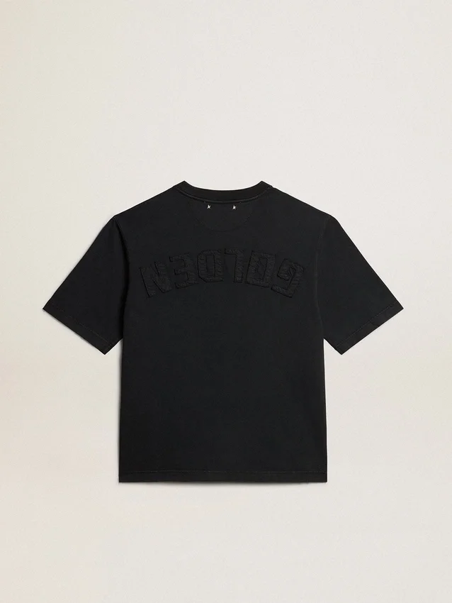 T-shirt in nero lavato con logo rovesciato sul retro - Capsule Jersey