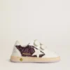 Teen Ball Star in glitter viola con stella in pelle bianca e linguetta sul tallone