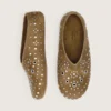 Tierra da donna in pelle scamosciata color kaki con borchie argentate
