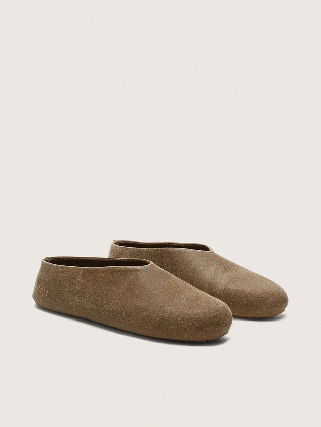 Tierra da uomo in pelle scamosciata color kaki