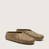 Tierra da uomo in pelle scamosciata color kaki con borchie argentate