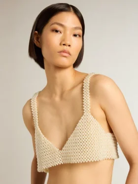 Top da donna con filo di perle