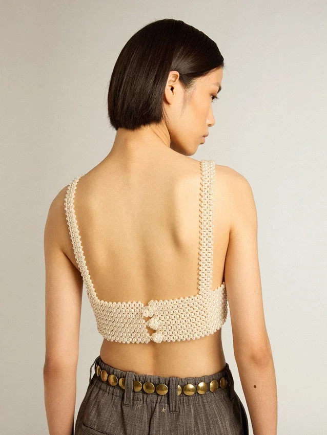 Top da donna con filo di perle