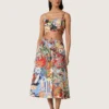 Gonna da donna in cotone con stampa multicolore