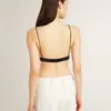 Top da donna nero all’uncinetto con cristalli