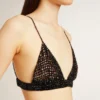 Top da donna nero all’uncinetto con cristalli