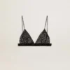 Top da donna nero all’uncinetto con cristalli