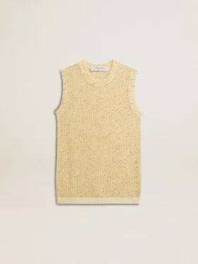 Top in maglia a rete con paillettes e dettagli a contrasto