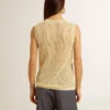 Top in maglia a rete con paillettes e dettagli a contrasto