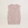 Top in maglia a rete con paillettes e dettagli a contrasto