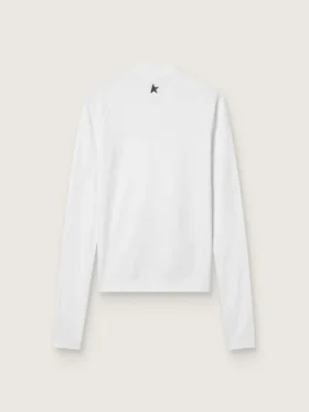 Top sportivo da donna bianco a maniche lunghe con cerniera