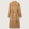 Trench da donna con cintura in pelle scamosciata color sabbia