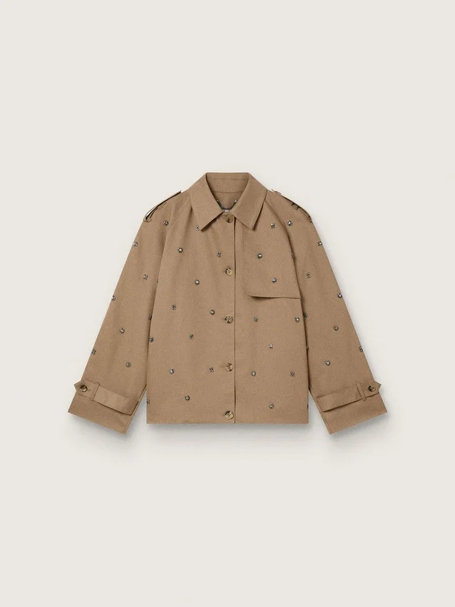 Trench da donna oversize con cristalli