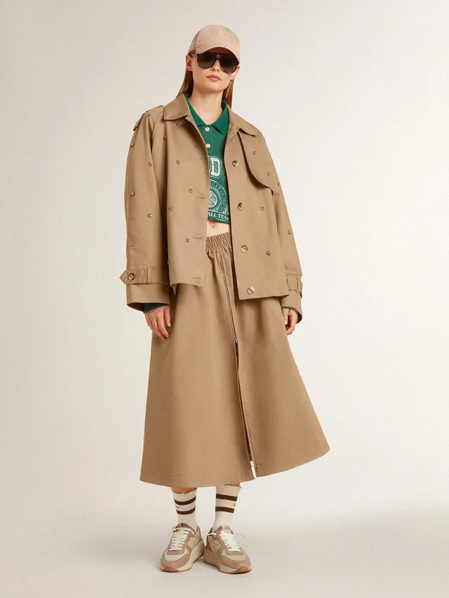 Trench da donna oversize con cristalli