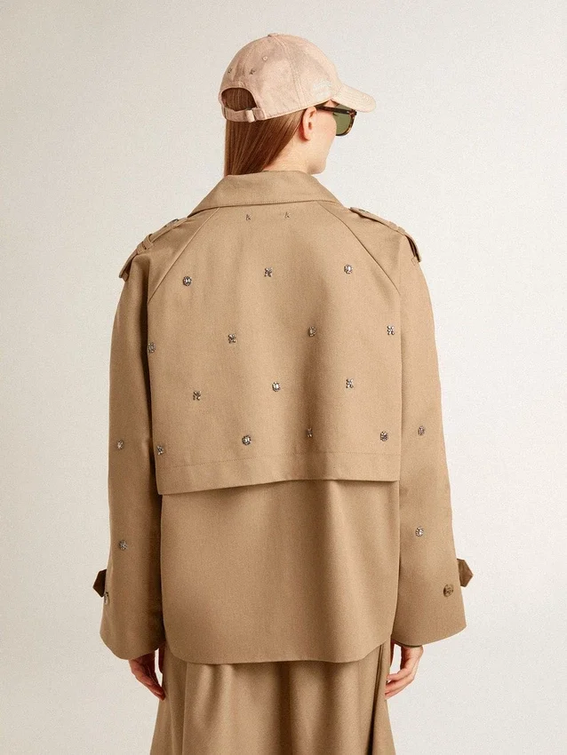 Trench da donna oversize con cristalli