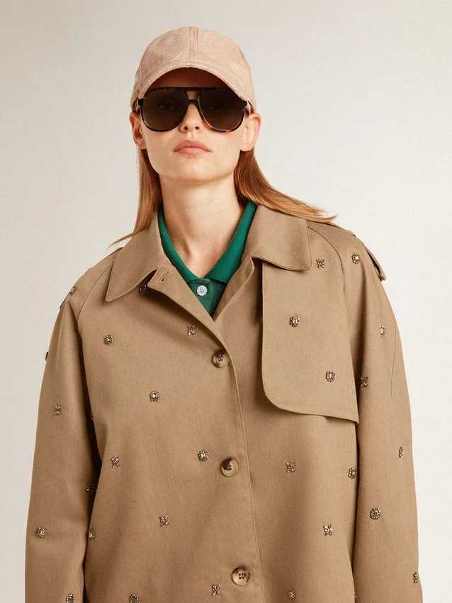 Trench da donna oversize con cristalli