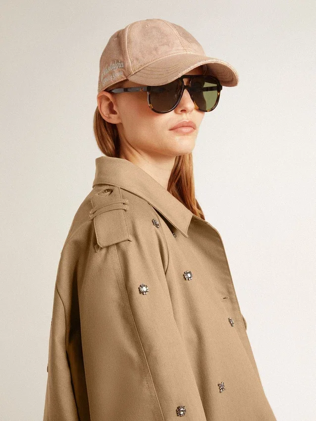 Trench da donna oversize con cristalli