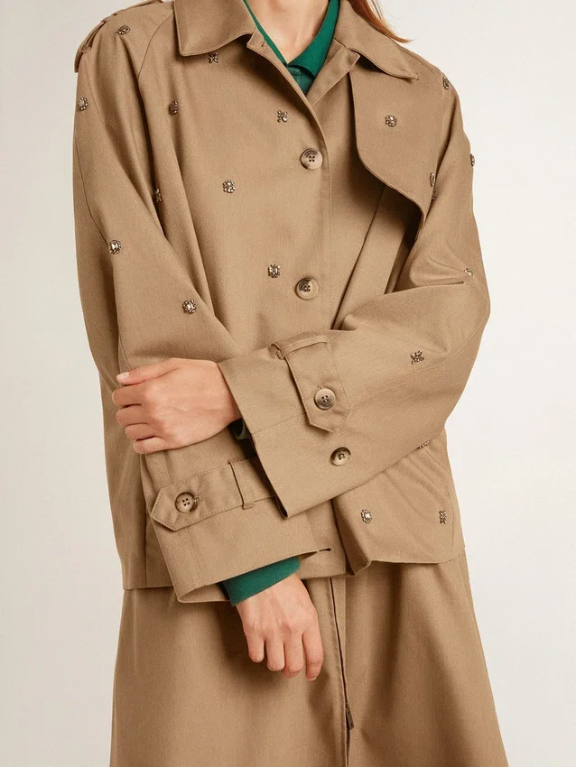 Trench da donna oversize con cristalli