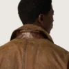 Trench unisex in twill cerato marrone con dettagli in pelle