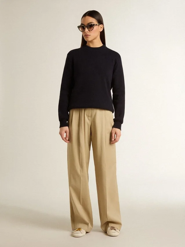 True-Star da donna in pelle nappa bianca con stella dorata e linguetta sul tallone in pelle scamosciata beige