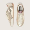 True-Star da donna in pelle platino metallizzata con stella in pelle scamosciata grigio chiaro
