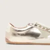 True-Star da donna in pelle platino metallizzata con stella in pelle scamosciata grigio chiaro
