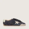 True-Star da donna in pelle scamosciata blu scuro con stella e linguetta sul tallone in pelle nappa bianca