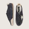 True-Star da donna in pelle scamosciata blu scuro con stella e linguetta sul tallone in pelle nappa bianca
