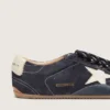 True-Star da donna in pelle scamosciata blu scuro con stella e linguetta sul tallone in pelle nappa bianca