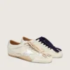 True-Star da donna in pelle scamosciata grigio chiaro con stella argentata metallizzata e linguetta sul tallone