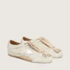True-Star da donna in pelle scamosciata grigio chiaro con stella argentata metallizzata e linguetta sul tallone