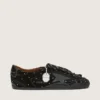 True-Star da donna in pelle scamosciata nera con cristalli Swarovski e stella in pelle nera