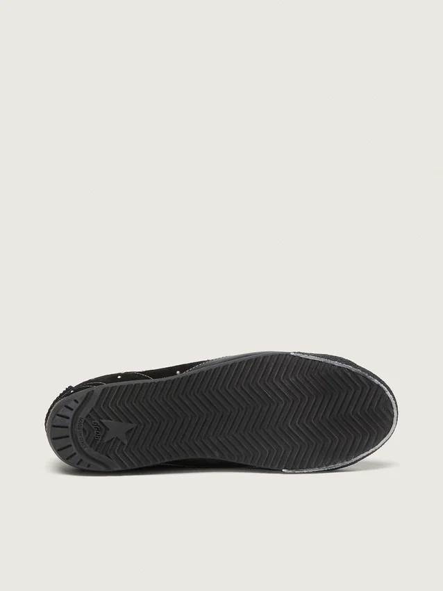 True-Star da donna in pelle scamosciata nera con cristalli Swarovski e stella in pelle nera