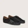 True-Star da donna in pelle scamosciata nera con cristalli Swarovski e stella in pelle nera