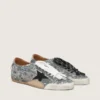 True-Star da donna con paillettes argentate, stella nera e linguetta sul tallone in pelle argentata