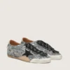 True-Star da donna con paillettes argentate, stella nera e linguetta sul tallone in pelle argentata