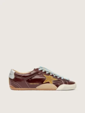 True-Star da donna in naplak bordeaux con stella in pelle scamosciata e linguetta sul tallone in nappa argentata