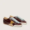 True-Star da donna in naplak bordeaux con stella in pelle scamosciata e linguetta sul tallone in nappa argentata