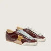 True-Star da donna in naplak bordeaux con stella in pelle scamosciata e linguetta sul tallone in nappa argentata