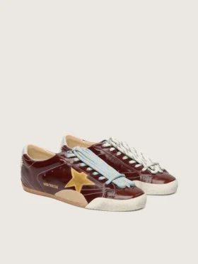 True-Star da uomo in naplak bordeaux con stella in pelle scamosciata e linguetta sul tallone in nappa argentata