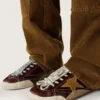 True-Star da uomo in naplak bordeaux con stella in pelle scamosciata e linguetta sul tallone in nappa argentata