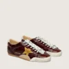 True-Star da donna in naplak bordeaux con stella in pelle scamosciata e linguetta sul tallone in nappa argentata