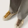 True-Star da uomo in pelle nappa bianca con stella in pelle laminata oro e linguetta sul tallone in pelle scamosciata beige